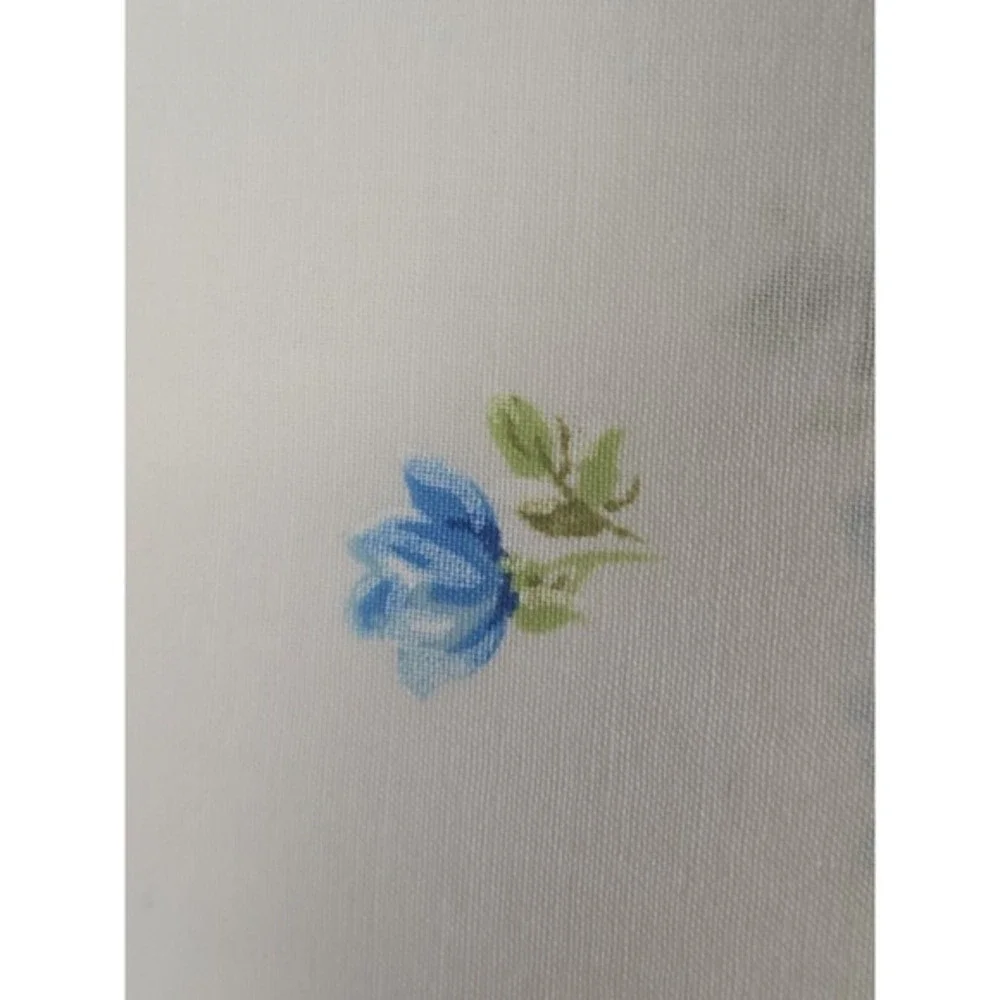 Vintage JC Penney Penn-Press‎ Twin Sheet Aqua Floral 72x104 No Iron Muslin 1970s